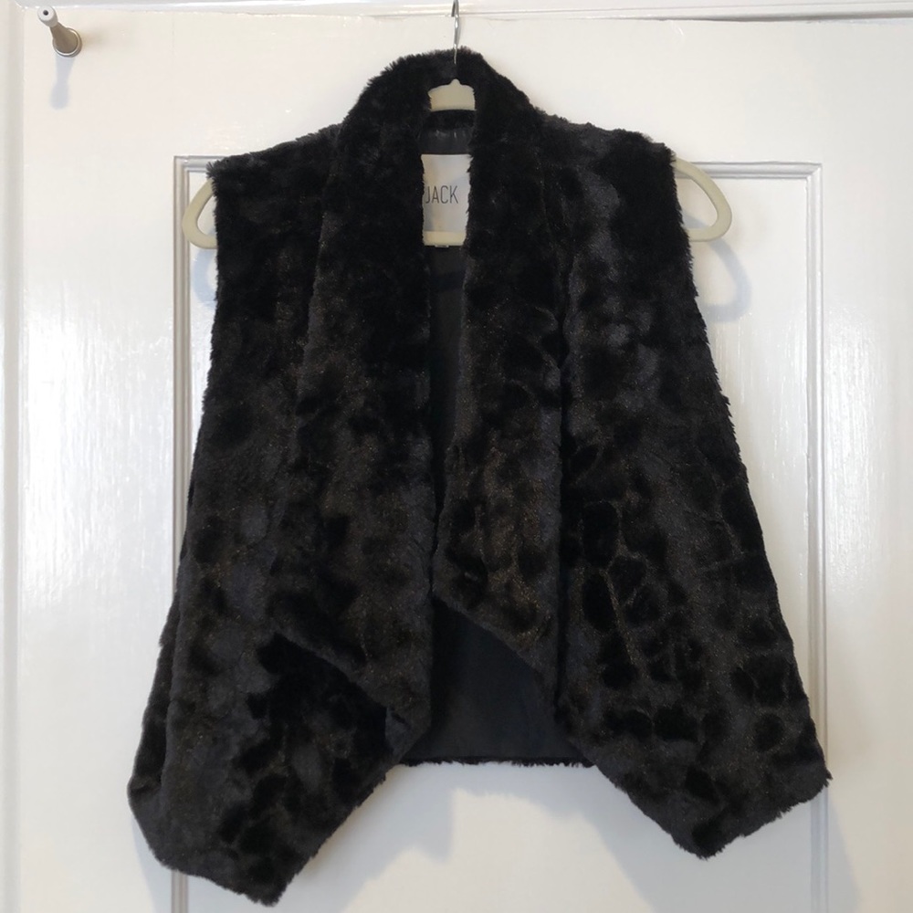Jack super soft black faux fur open vest